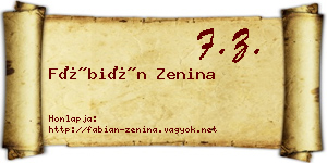 Fábián Zenina névjegykártya
